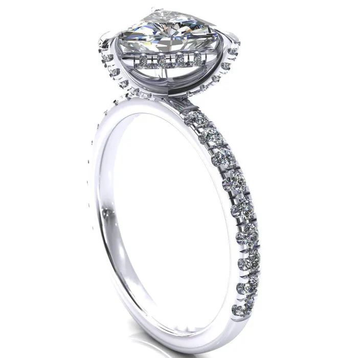 Daneli Trillion Moissanite 3 Claw Prong Micro Pave Diamond Sides Engagement Ring Fire Brilliance Rings