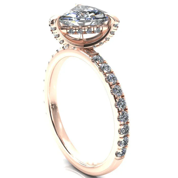 Daneli Trillion Moissanite 3 Claw Prong Micro Pave Diamond Sides Engagement Ring Fire Brilliance Rings
