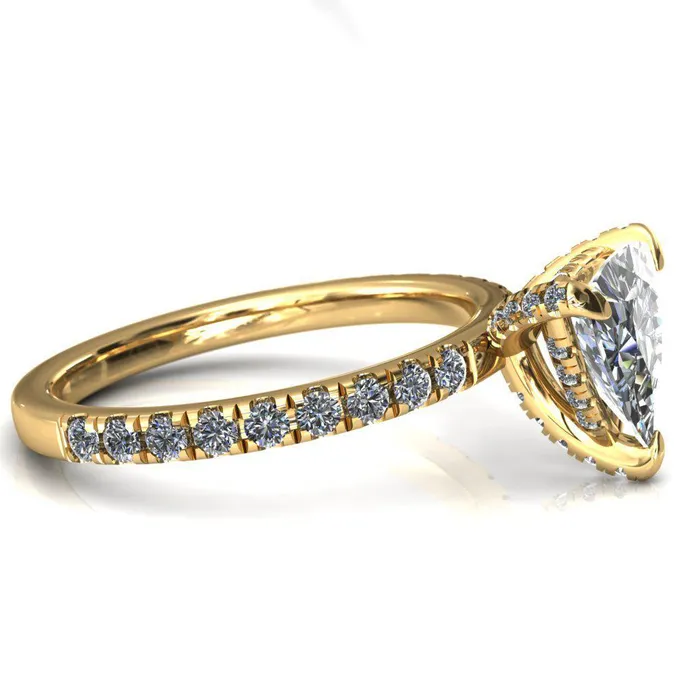 Daneli Trillion Moissanite 3 Claw Prong Micro Pave Diamond Sides Engagement Ring Fire Brilliance Rings