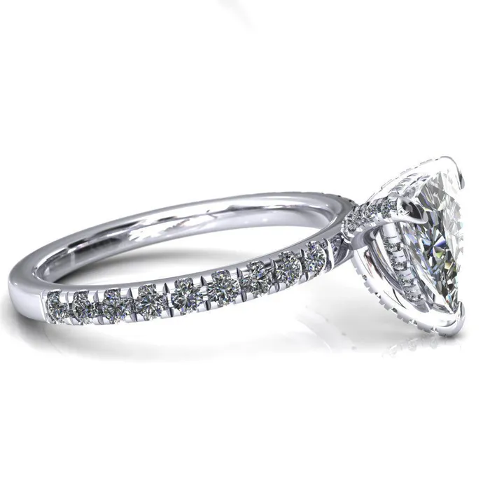 Daneli Trillion Moissanite 3 Claw Prong Micro Pave Diamond Sides Engagement Ring Fire Brilliance Rings
