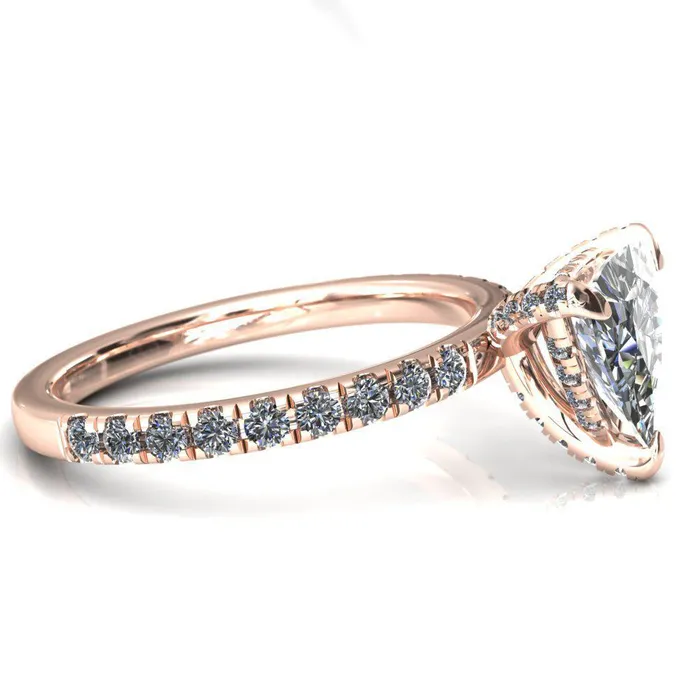 Daneli Trillion Moissanite 3 Claw Prong Micro Pave Diamond Sides Engagement Ring Fire Brilliance Rings