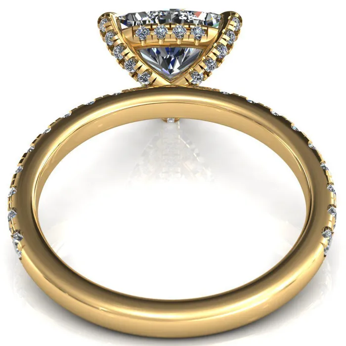 Daneli Trillion Moissanite 3 Claw Prong Micro Pave Diamond Sides Engagement Ring Fire Brilliance Rings