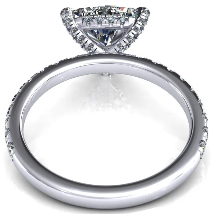 Daneli Trillion Moissanite 3 Claw Prong Micro Pave Diamond Sides Engagement Ring Fire Brilliance Rings