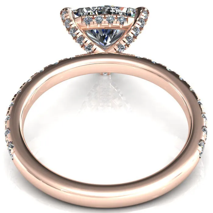 Daneli Trillion Moissanite 3 Claw Prong Micro Pave Diamond Sides Engagement Ring Fire Brilliance Rings