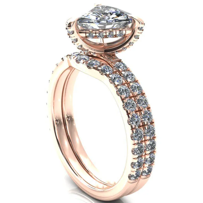 Daneli Trillion Moissanite 3 Claw Prong Micro Pave Diamond Sides Engagement Ring Fire Brilliance Rings