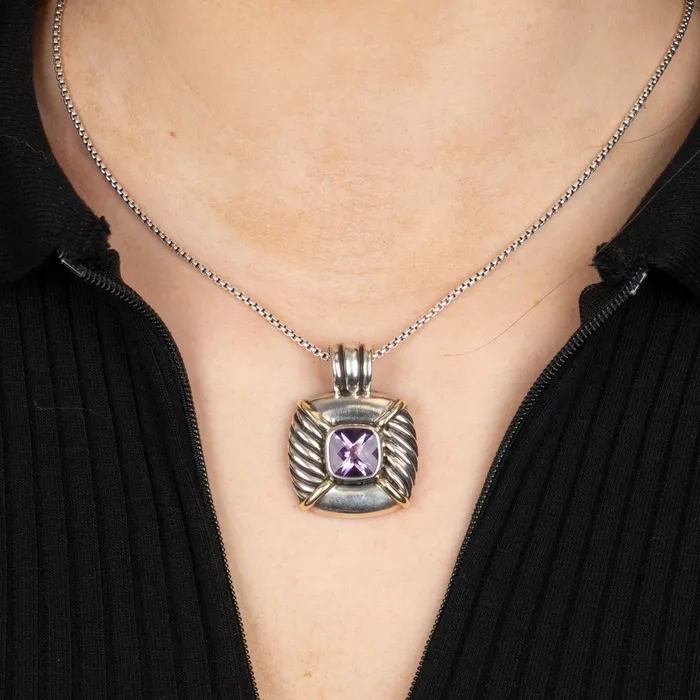 David Yurman Rings PreOwned David Yurman TwoTone Amethyst Enhancer