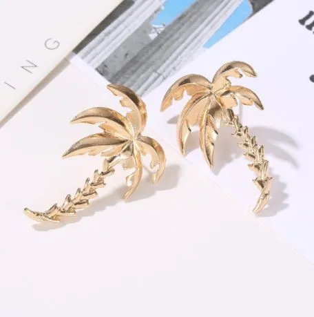 E1340 Gold Palm Tree Earrings 01 Earrings