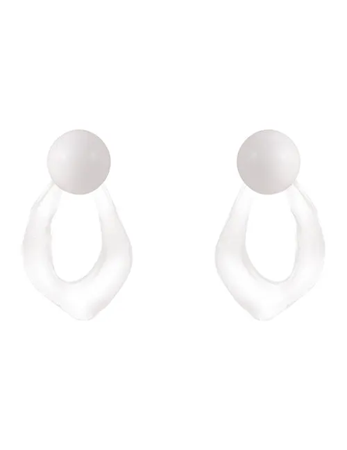 E1396 White Clear Irregular Acrylic Earrings 02 Earrings
