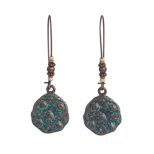 E1700 Bronze Distressed Dangle Earrings 01 Earrings