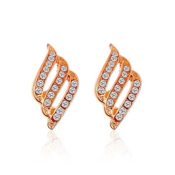 E912 Rose Gold Rhinestone Stud Earrings 01 Earrings
