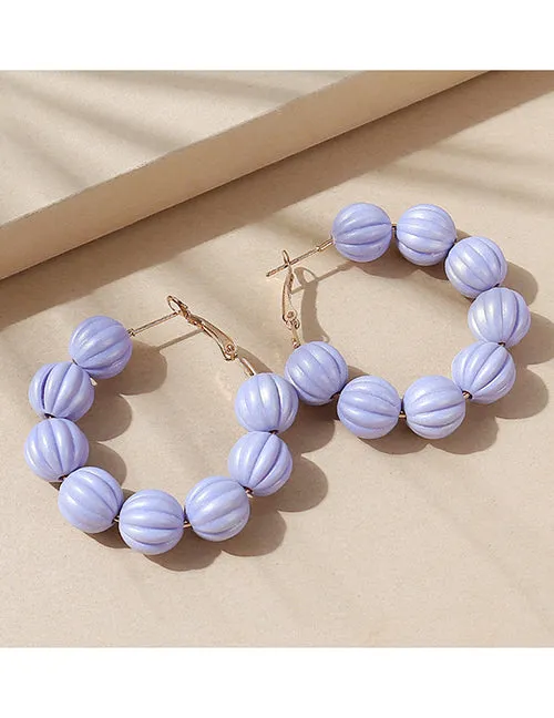 Earrings 02 E769 Lilac Shimmer Bead Hoop Earrings
