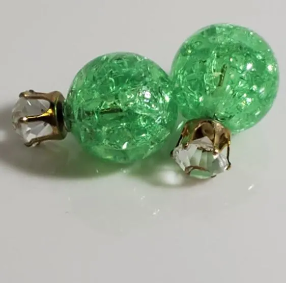 Earrings AZ1009 Light Green Ice Breaker Ball Rhinestone Earrings Susan