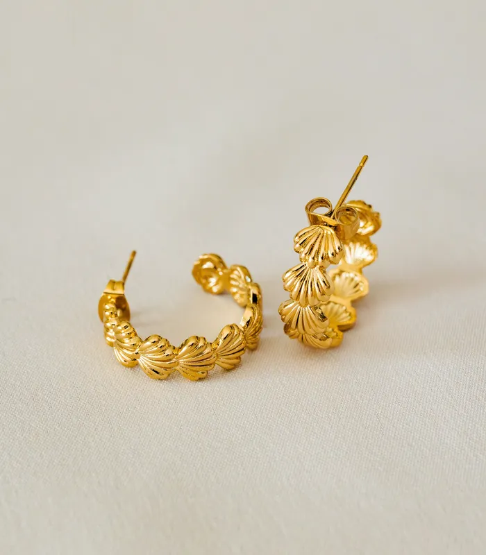 Earrings Marina Golden Shell Hoops Arete
