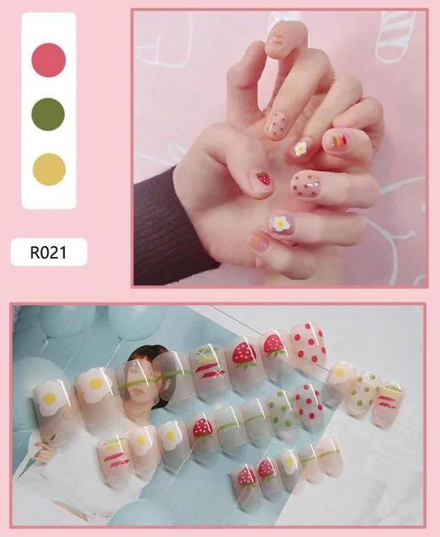 Earrings Polly NS402 Short Square Press On Nails 24 Pieces R021