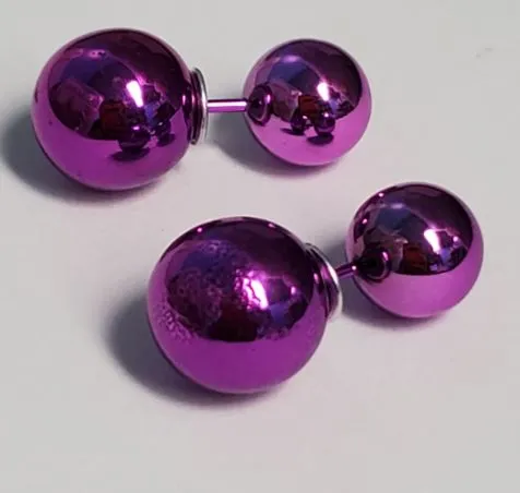 Earrings Susan E175 Purple Small Double Ball Earrings