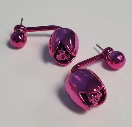 Earrings Susan E48 Hot Pink Closed Rose Peek a Boo Earrings