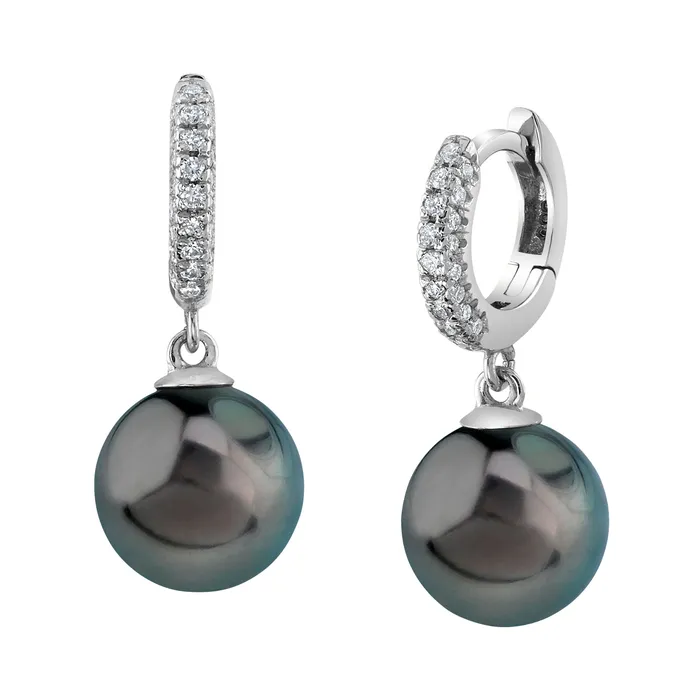 Earrings Tahitian South Sea Pearl Diamond Huggie Eileen Earrings SPT