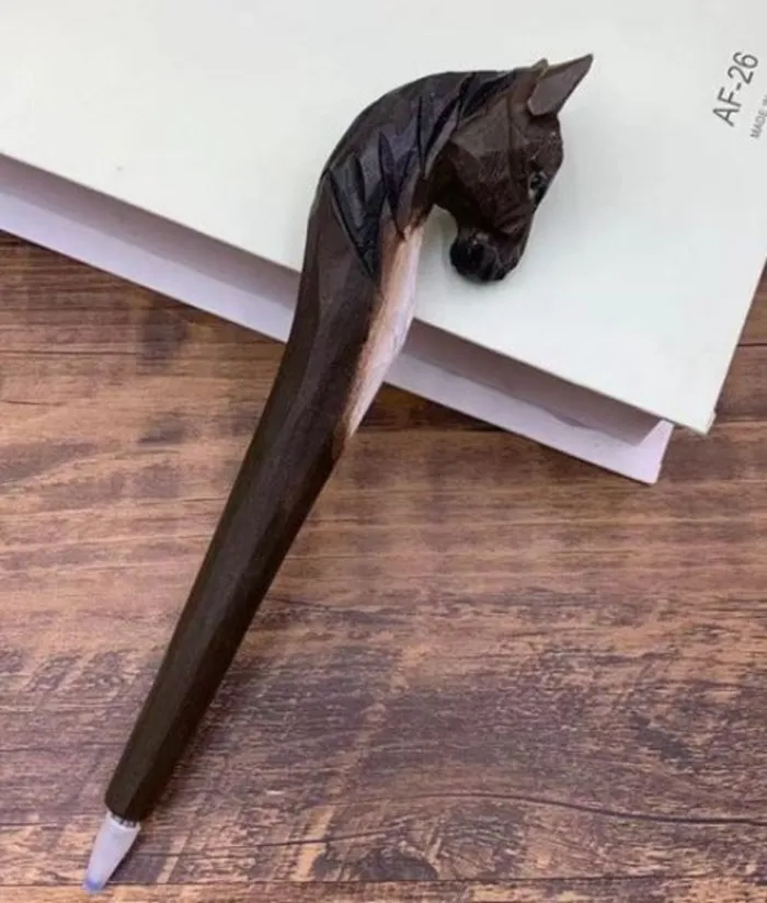 Earrings V43 Dark Brown Horse Wood Pen POLLY