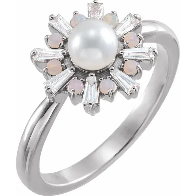 FIRE BRILLIANCE Earrings Cultured Pearl Gift Set 2 Rings 1 Pair of Earrings