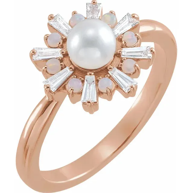 FIRE BRILLIANCE Earrings Cultured Pearl Gift Set 2 Rings 1 Pair of Earrings