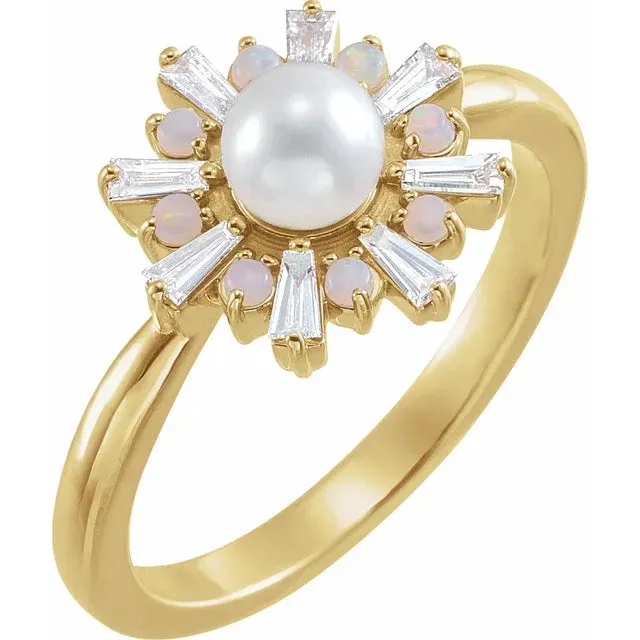 FIRE BRILLIANCE Earrings Cultured Pearl Gift Set 2 Rings 1 Pair of Earrings