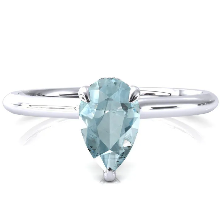 Fire Brilliance Janey Pear Aqua Blue Spinel 3 Prongs Claw Floating Halo Inverted Cathedral Ring Rings Fire Brilliance Janey Pear Aqua Blue Spinel 3 Prongs Claw Floating Halo Inverted Cathedral Ring Rings