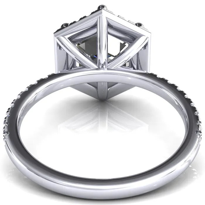 Fire Brilliance Lighthouse 8mm Hexagon Center Stone Halo 6 Prong Engagement Ring Rings