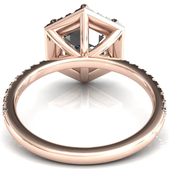 Fire Brilliance Lighthouse 8mm Hexagon Center Stone Halo 6 Prong Engagement Ring Rings