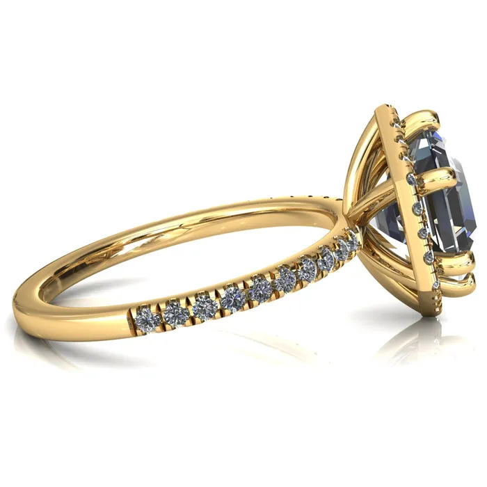 Fire Brilliance Lighthouse 8mm Hexagon Center Stone Halo 6 Prong Engagement Ring Rings
