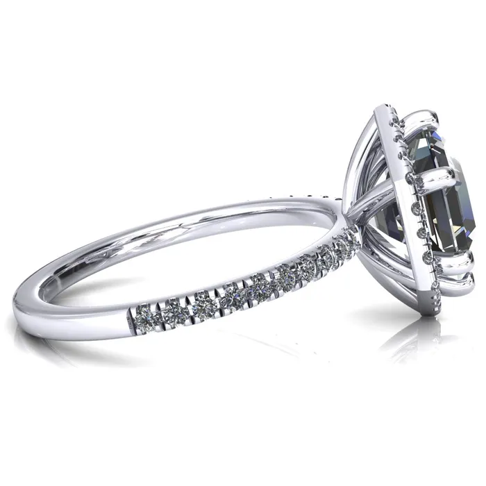 Fire Brilliance Lighthouse 8mm Hexagon Center Stone Halo 6 Prong Engagement Ring Rings