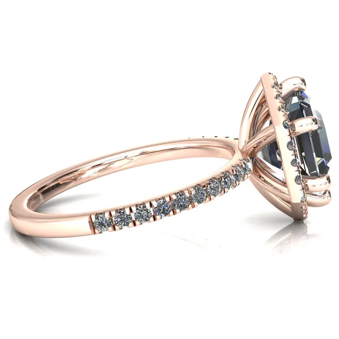 Fire Brilliance Lighthouse 8mm Hexagon Center Stone Halo 6 Prong Engagement Ring Rings
