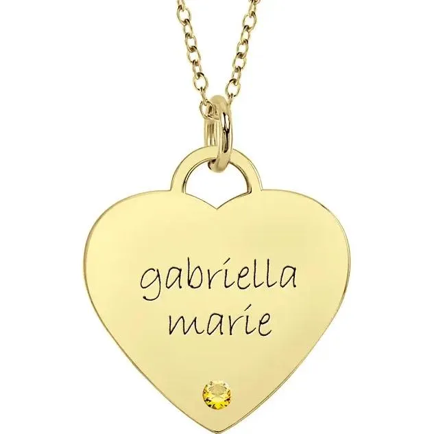 Fire Brilliance Necklaces Posh Mommy Engravable Heart Pendant