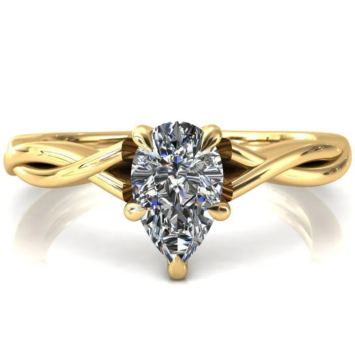 Fire Brilliance Rings Lucia Pear Moissanite 5 Claw Prong 12 Infinity Solitaire Ring Engagement Ring