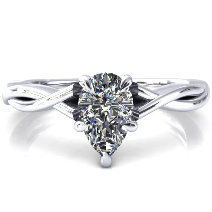 Fire Brilliance Rings Lucia Pear Moissanite 5 Claw Prong 12 Infinity Solitaire Ring Engagement Ring