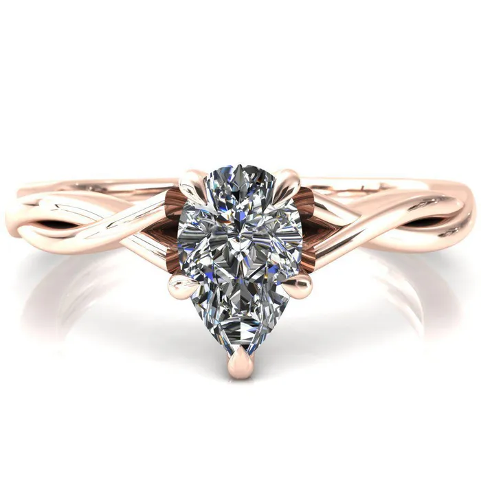Fire Brilliance Rings Lucia Pear Moissanite 5 Claw Prong 12 Infinity Solitaire Ring Engagement Ring