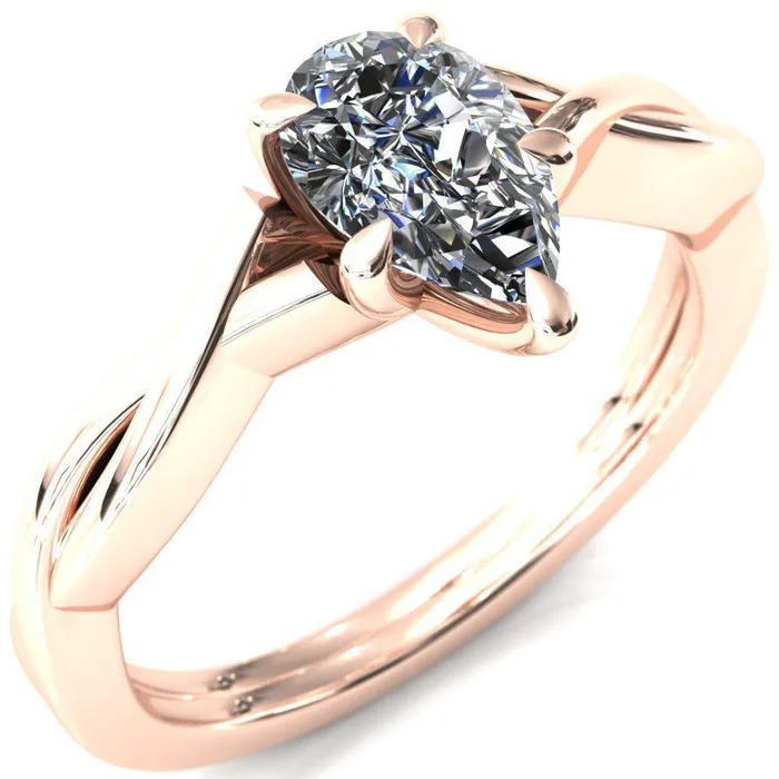 Fire Brilliance Rings Lucia Pear Moissanite 5 Claw Prong 12 Infinity Solitaire Ring Engagement Ring