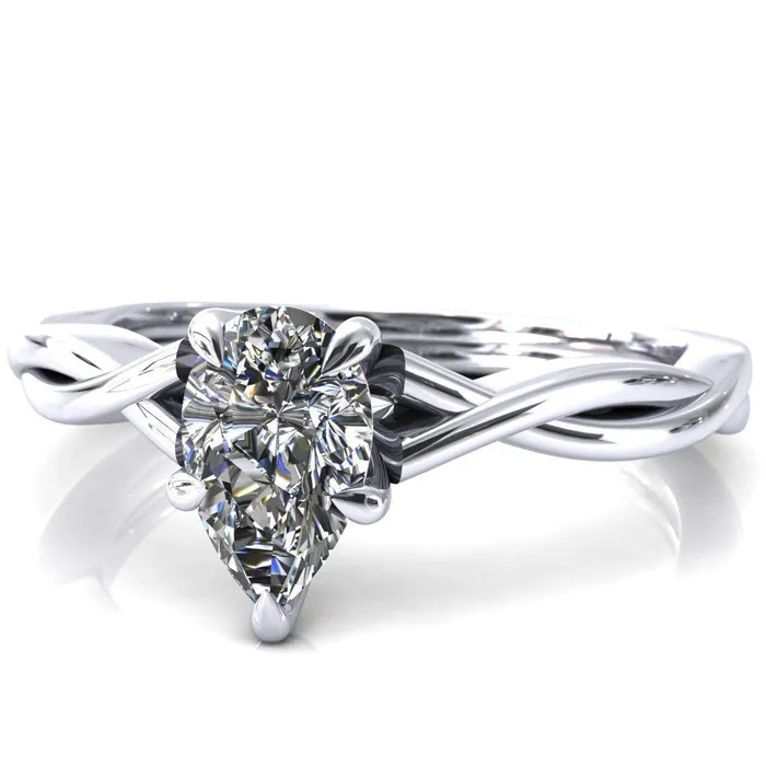 Fire Brilliance Rings Lucia Pear Moissanite 5 Claw Prong 12 Infinity Solitaire Ring Engagement Ring