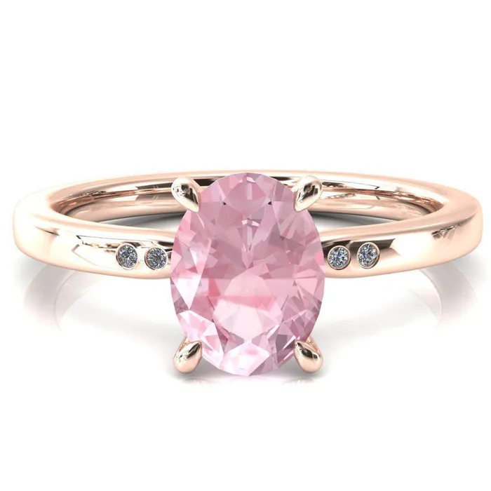 Fire Brilliance Rings Maise Oval Pink Sapphire 4 Prong Diamond Accent Engagement Ring