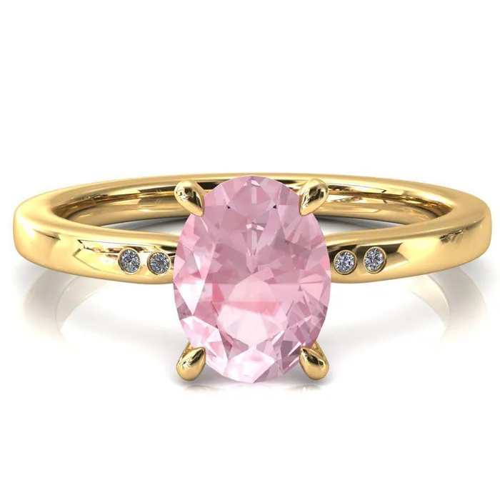 Fire Brilliance Rings Maise Oval Pink Sapphire 4 Prong Diamond Accent Engagement Ring