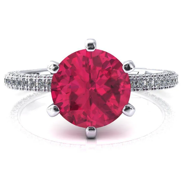 Fire Brilliance Rings Mariyah Round Ruby 6 Prong 34 Eternity 3 Sided Diamond Shank Engagement Ring Fire Brilliance Rings Mariyah Round Ruby 6 Prong 34 Eternity 3 Sided Diamond Shank Engagement Ring