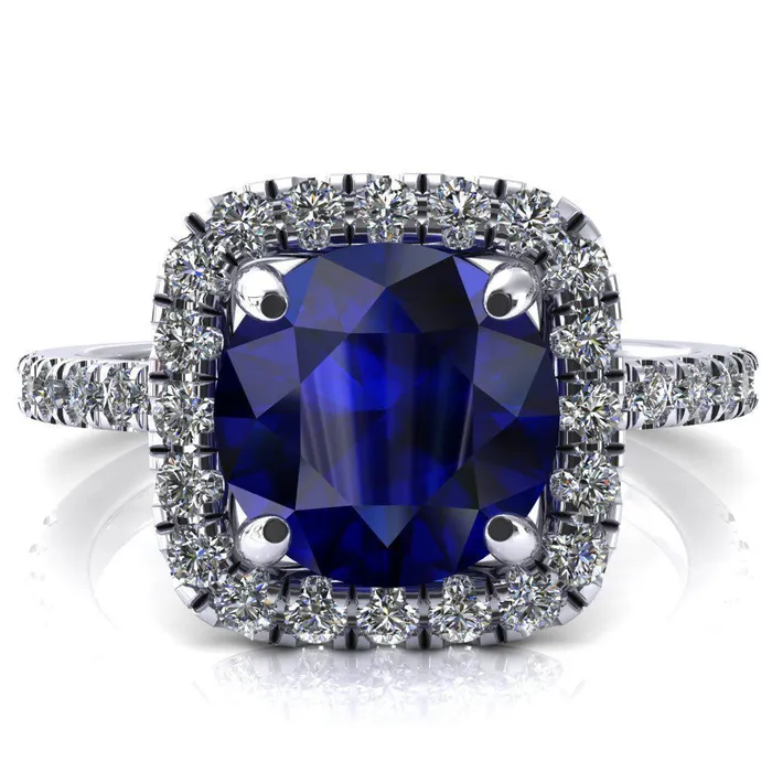 Fire Brilliance Rings Molly Round Blue Sapphire Halo 4 Prong 34 Diamond Eternity Engagement Ring Fire Brilliance Rings Molly Round Blue Sapphire Halo 4 Prong 34 Diamond Eternity Engagement Ring