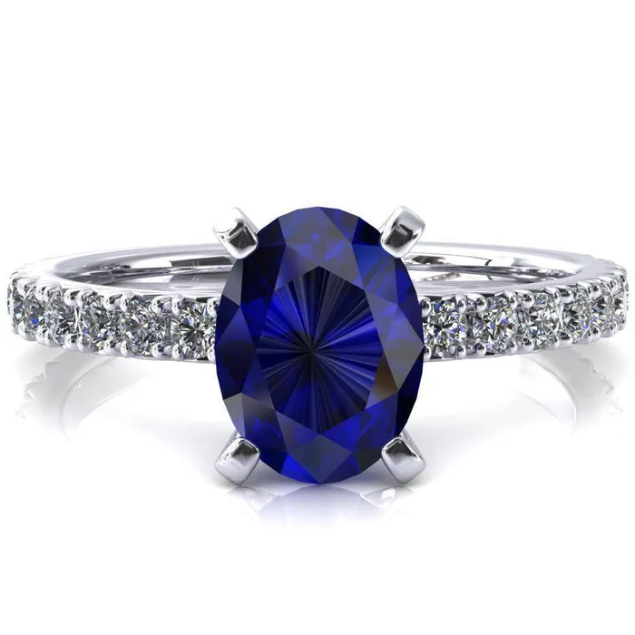 Fire Brilliance Rings Nefili Oval Blue Sapphire 4 Prong 58 Eternity Diamond French Pave Engagement Ring Fire Brilliance Rings Nefili Oval Blue Sapphire 4 Prong 58 Eternity Diamond French Pave Engagement Ring