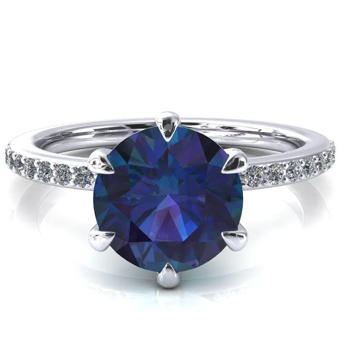 Fire Brilliance Rings Nora Round Alexandrite Solitaire 6 Prong Ring