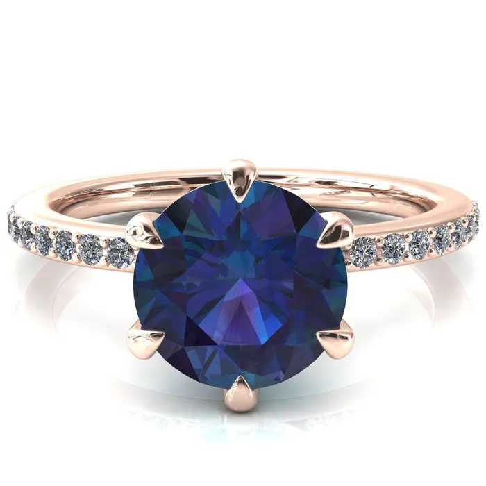Fire Brilliance Rings Nora Round Alexandrite Solitaire 6 Prong Ring