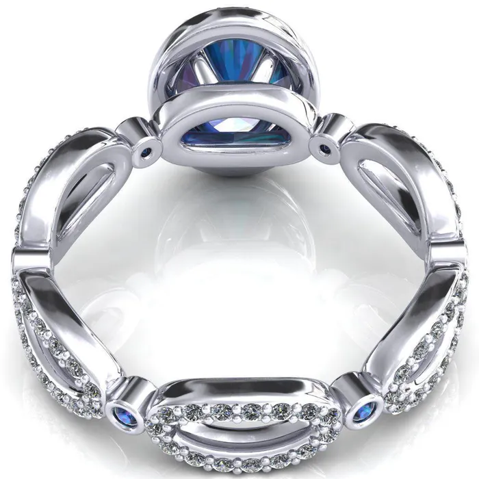 Fire Brilliance Rings Polaris Oval Alexandrite Diamond Halo Full Eternity Alexandrite Bezel Diamond Accent Ring
