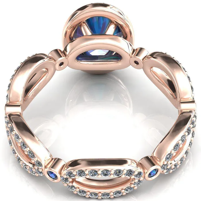Fire Brilliance Rings Polaris Oval Alexandrite Diamond Halo Full Eternity Alexandrite Bezel Diamond Accent Ring