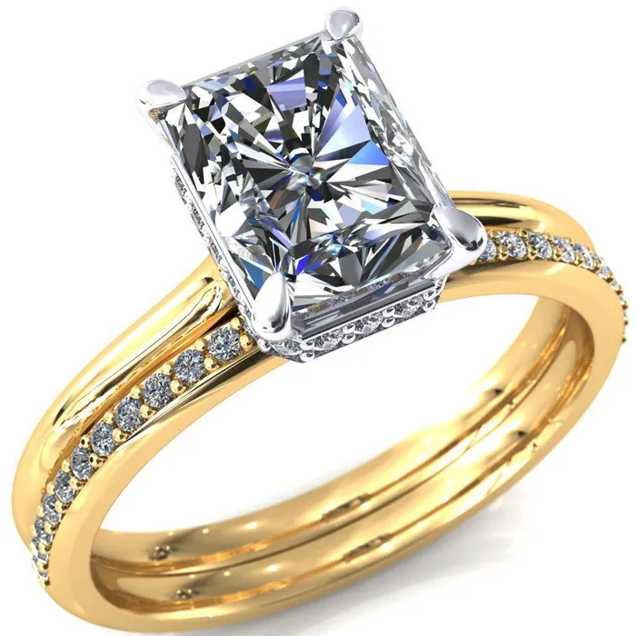 Fire Brilliance Secret Radiant Center Stone 4 Prong Floating Halo Engagement Ring Rings Fire Brilliance Secret Radiant Center Stone 4 Prong Floating Halo Engagement Ring Rings