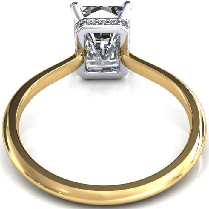 Fire Brilliance Secret Radiant Center Stone 4 Prong Floating Halo Engagement Ring Rings
