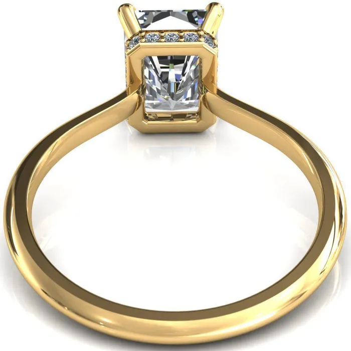 Fire Brilliance Secret Radiant Center Stone 4 Prong Floating Halo Engagement Ring Rings