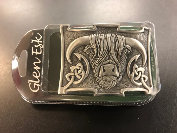 Glen Esk Earrings Highland Coo Kilt Belt Buckle